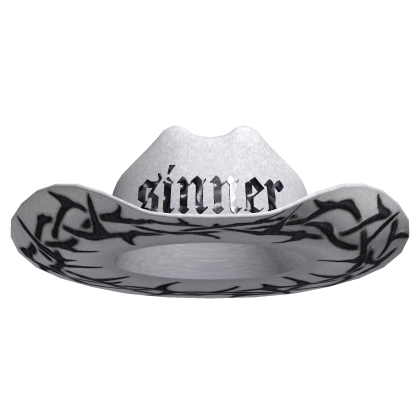 Sinner Thorns Cowboy Hat White & Black Roblox item