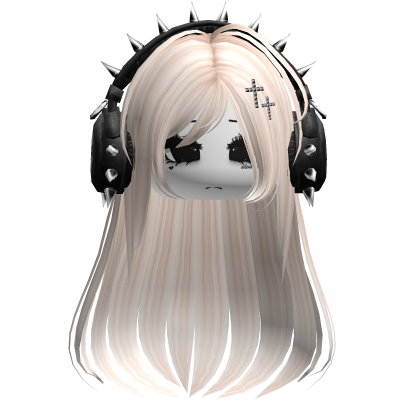 Punk Straight Hair W/ Headphones Beige