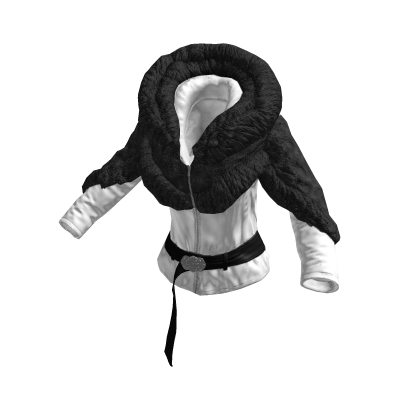 White & Black Leather Fur Jacket
