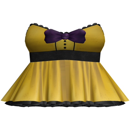 ♡ | animatronic bear golden dress purple bow tie