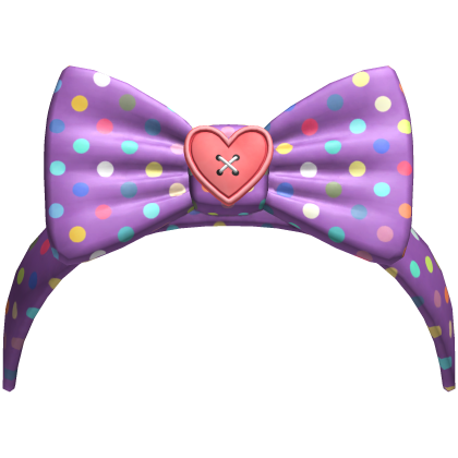 (17) Purple w Coral Polka Bow Headband Roblox item