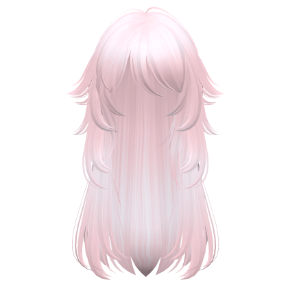 long fluffy anime hair with tufts (pastel pink)