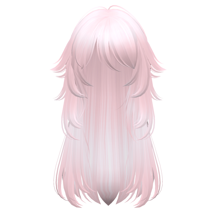 long fluffy anime hair with tufts (pastel pink)