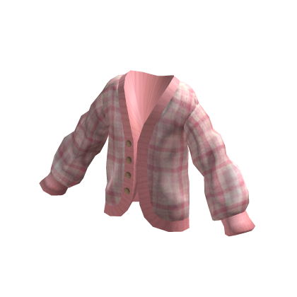 Oversized Cardigan Pastel Pink Plaid