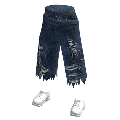 Low waist torn Blue Denim punk street jorts thumbnail