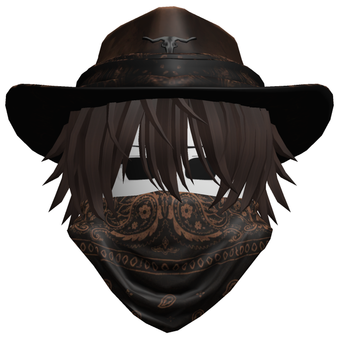 Brown Cowboy Hat with Mask + Neck Scarf