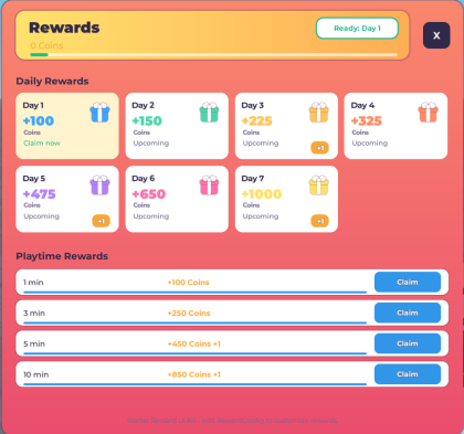 Daily and Playtime Reward System preview 1