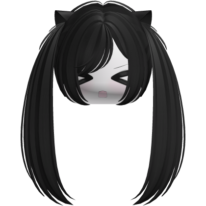 Kawaii Moe Black Pigtails w Cat Ears