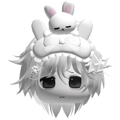 Moe Sleepy Cute Bunny Anime Boy Hair White