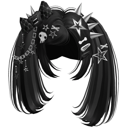 ♡ Scene Spiky Moe Pigtails (Black)