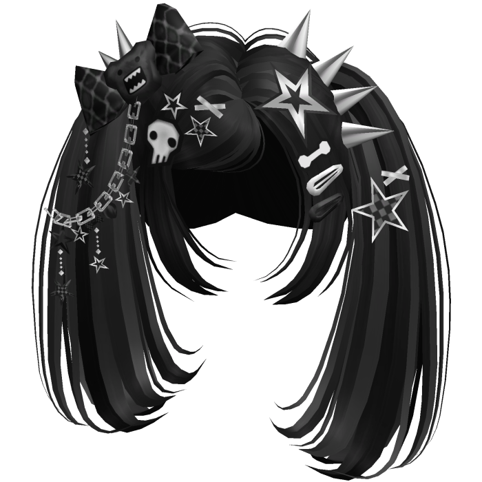 ♡ Scene Spiky Moe Pigtails (Black)