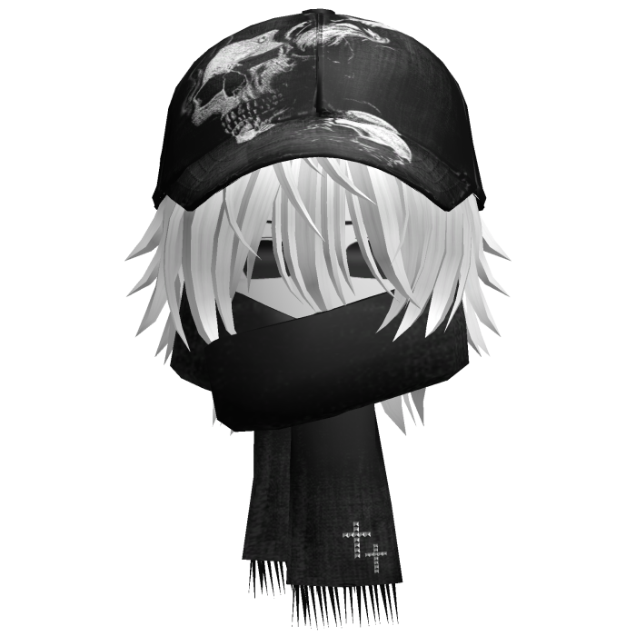 moe boy with emo skull hat + scarf