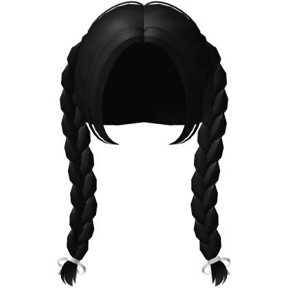 cute back bow pigtail braids in black ♡ Roblox item