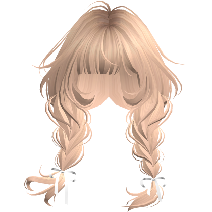 Blonde Cute Messy Loose Braids w/ Bows Roblox item