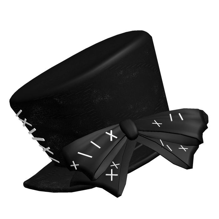 (x _ x) 🪄 white stitched top hat