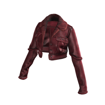 Red Cropped Fur Leather Jacket