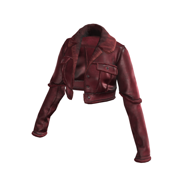 Red Cropped Fur Leather Jacket