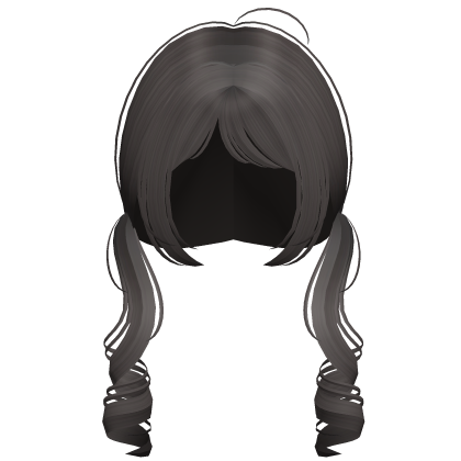 soft cutesy curly pigtails in dark ash  Roblox item