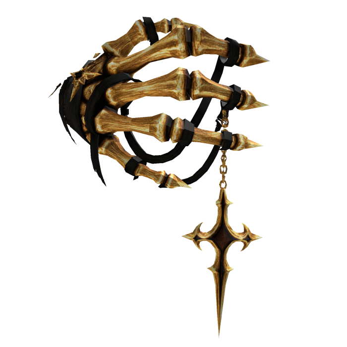 Golden Skeleton hand w pendant