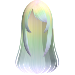 Rainbow Pastel Long Silky Hair W Side Swoop Bangs