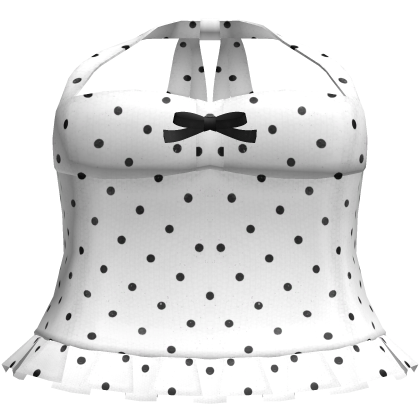 adorable white polka dot ruffled bow halter top  Roblox item