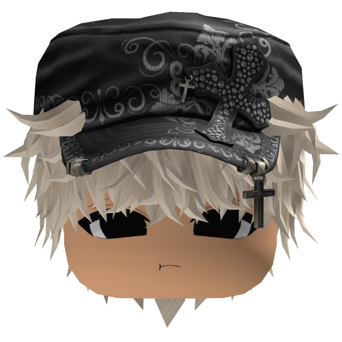 Blonde Messy Anime Hair w/ Black Cadet Cap
