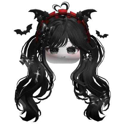 Goth Wavy Pigtails w/Headband (Black)