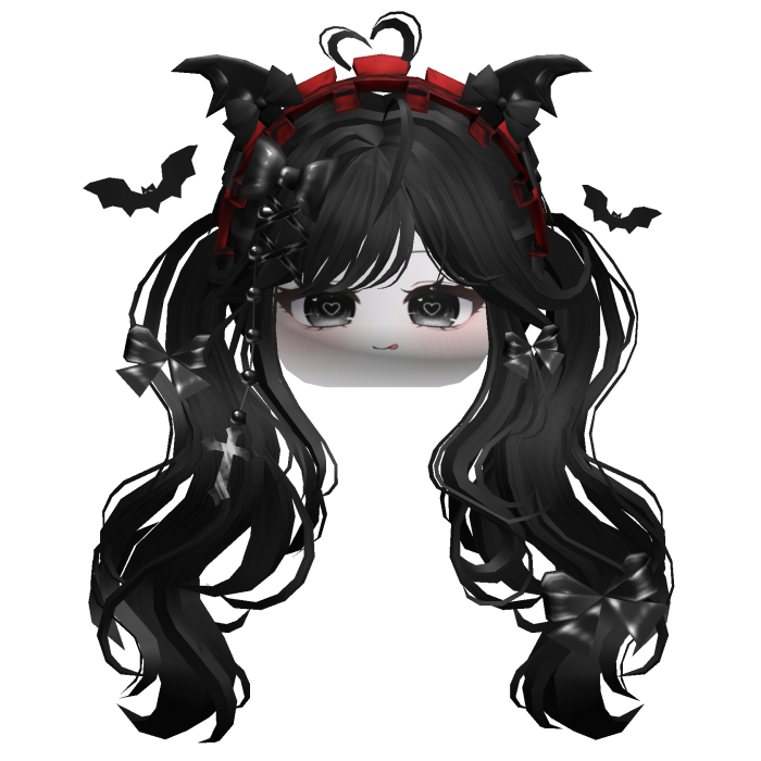 Goth Wavy Pigtails w/Headband (Black)