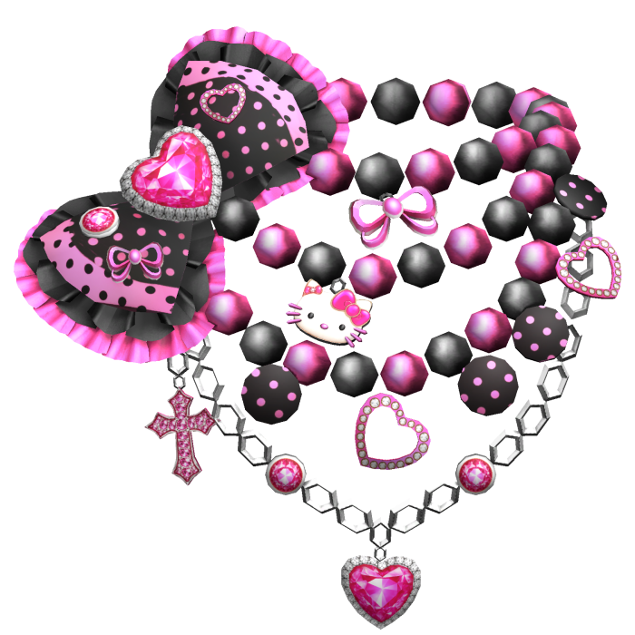 Kawaii Gyaru Polkadot Bow Necklace Black Pink