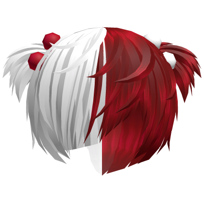 (//_^) red&white messy anime vkei emo hair w buns