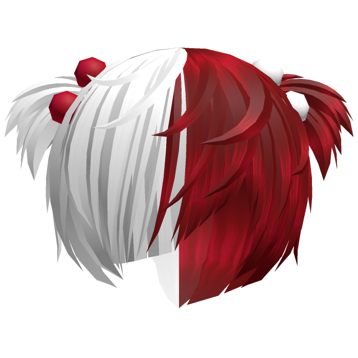(//_^) red&white messy anime vkei emo hair w buns