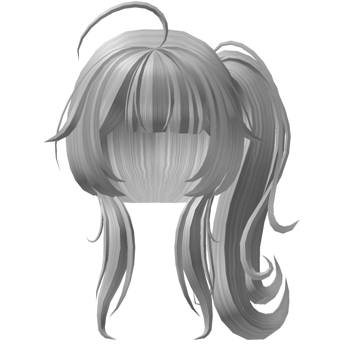cute curly anime moe grey one side pigtail 
