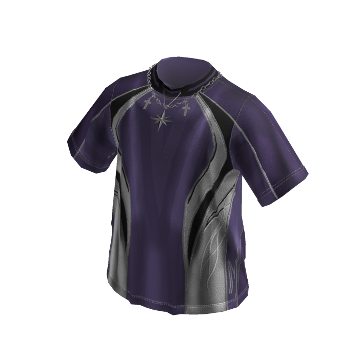 Contrast Panel Tee w/ Necklace (Purple)