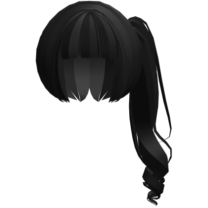moe neat jirai curly ponytail w bangs black