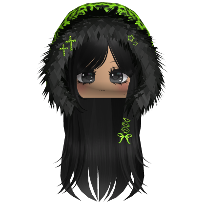 Neon Green Leopard Hood Girl Black