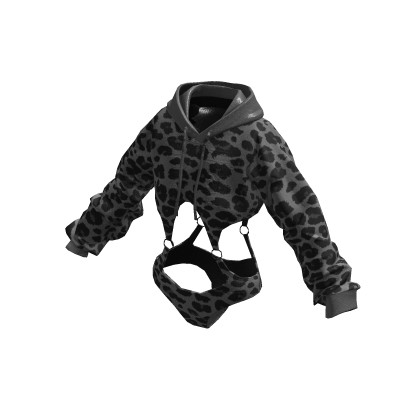 💛Grey Leopard Cutout Hoodie[SUSIE] thumbnail