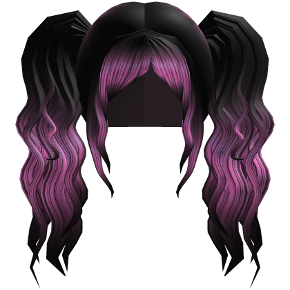 Cute Scene Gyaru Pigtails Long Wavy Black Purple