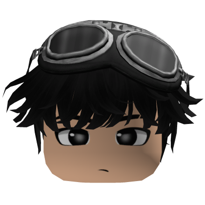 Charcoal Black Messy Fluffy Hair w/ Y2K Goggles Roblox item