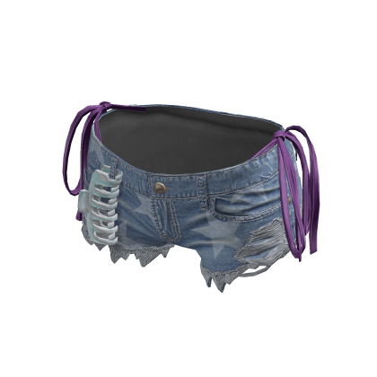 BB Y2K Summer Ripped Light Shorts & Purple Bikini