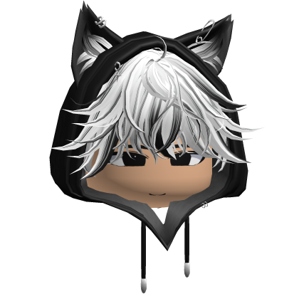 Cute Emo Boy w/ Cute Cat Hood (White & Black)