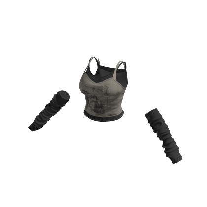 🍀 Y2K Cute Top w Armwarmers(Beige)