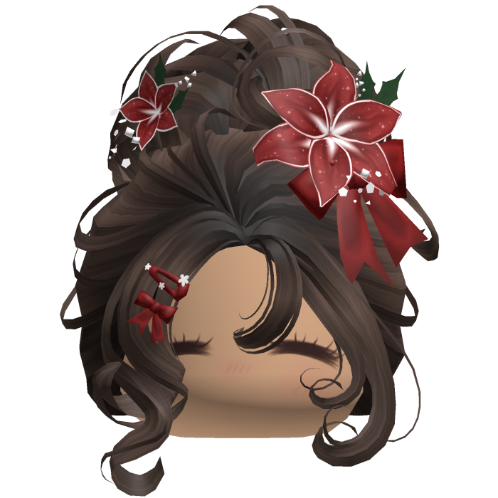 ♡ Christmas Flowery Bun Updo (Brown)