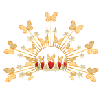 Majestic Golden Butterfly Ruby Crown with Halo