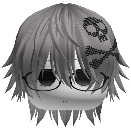 Emo Vkei Moe Boy Hair w Skull + Glasses Dusty Grey