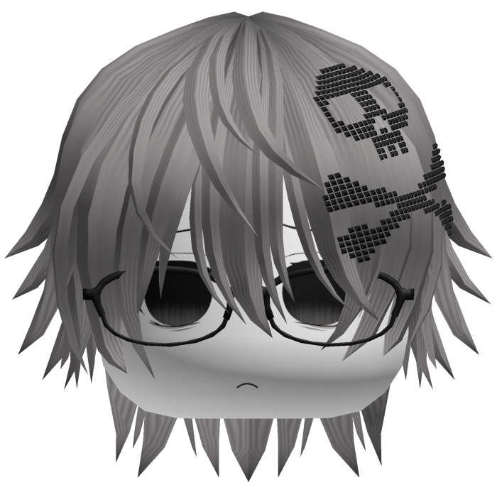 Emo Vkei Moe Boy Hair w Skull + Glasses Dusty Grey