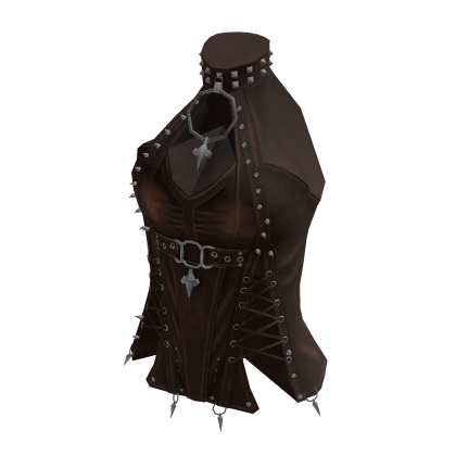 Goth Lace Up Skirt w/ Belt & Sash (Brown)