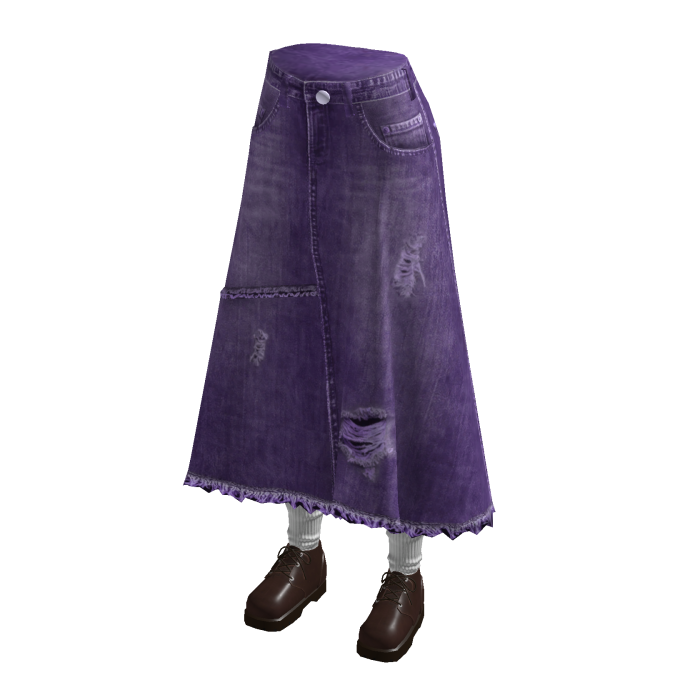 Y2K Denim Maxi Skirt w/ Shoes & Socks (Purple)