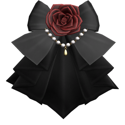 Black Jabot Ruffle Red Rose 3.0