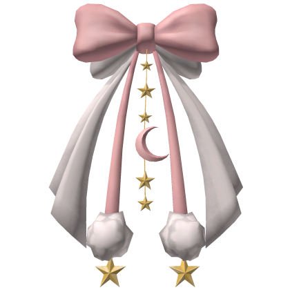 Cute Preppy Bow Moon Charm Ribbon Hair Pink Pastel Roblox item
