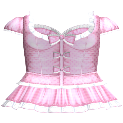 Adorable Plaid and Polka Dot Ruffled Dress Pink thumbnail